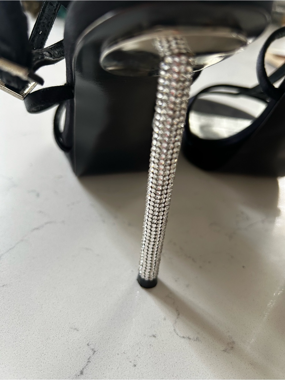 Stuart Weitzman platform heels with crystal buckles and crystal heel size 7.5 - Picture 9 of 14